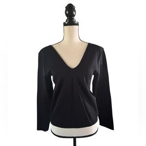 a new day Women's Black V-Neck Ribbed Sweater